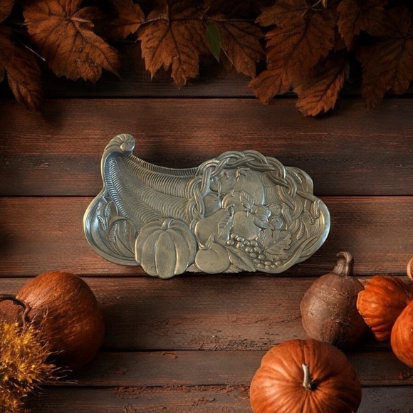 Lenox Cornucopia Metal Tray - Length 15.5" - Perfect for Holiday Parties! - Picture 2 of 9